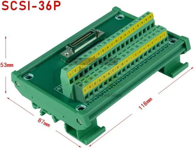Alt view image 6 of 7 - Guide Rail Terminal Board SCSI14 SCSI20 SCSI26 SCSI36 SCSI50 SCSI68 SCSI100 Adapter Board I/O(SCSI 50P,3PCS)
