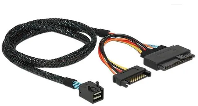 Alt view image 3 of 3 - Built-in 12G S-AS HD to U.2 / SFF-8643 to SFF-8639 Cable 0.5M with 15-Pin SATA Power Supply, Suitable for U.2 SSD