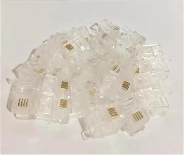 Alt view image 2 of 4 - 100pcs1000pcs RJ11 Crystal Head 6P4C Universal Telephone 4-Core Crystal Connector(100pcs)