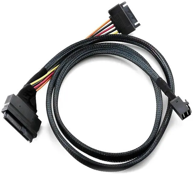 Main image of Built-in 12G S-AS HD to U.2 / SFF-8643 to SFF-8639 Cable 0.5M with 15-Pin SATA Power Supply, Suitable for U.2 SSD