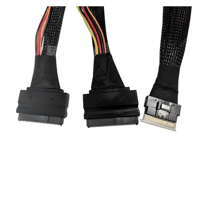 Alt view image 3 of 5 - Hard Drive Cable SFF8654(8I) Slim S-AS to 2SFF8639 NVMe U.2 Hard Drive Cable Multi-Functional Hard