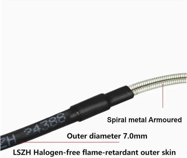 Alt view image 4 of 7 - Outdoor Fibre Optic Cable, Singlemode, 4 Core, Waterproof and Tensile Resistant, Armoured Fibre, Wire Diameter 7mm, 30mm, 5m, 10m(FC-FC 10Meters)