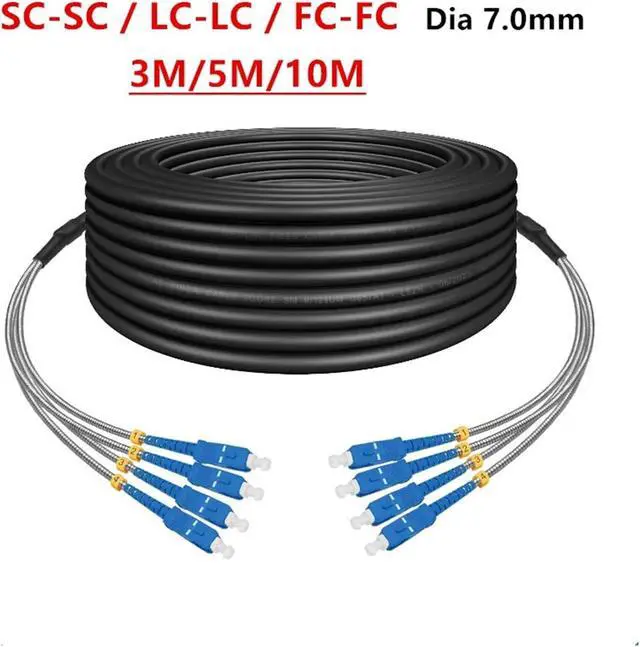 Alt view image 3 of 7 - Outdoor Fibre Optic Cable, Singlemode, 4 Core, Waterproof and Tensile Resistant, Armoured Fibre, Wire Diameter 7mm, 30mm, 5m, 10m(FC-FC 10Meters)