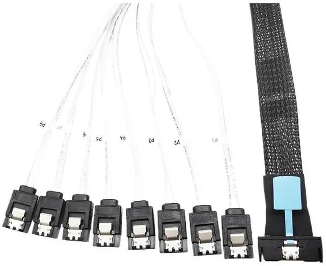Main image of 0.5M PCI-E Slimline S-AS SFF-8654 8I to 8X SATA Cable PCI-E5.0 Server Hard Drive Conversion Cable SFF-8654 74P to 8*SATA 7P Cord