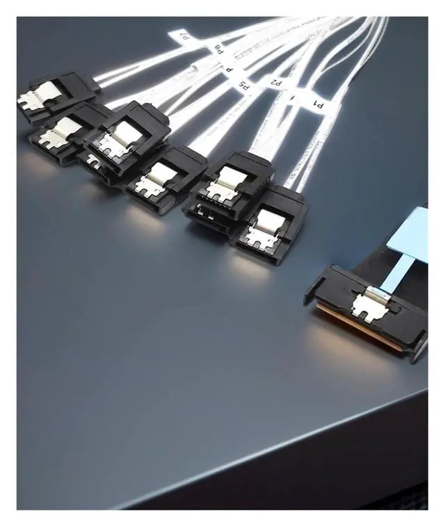 Alt view image 3 of 5 - 0.5M Cable Server Hard Drive Conversion Cable PCIe5.0 Slimline SFF8654 8i to 8*SATA Cable Slimline X8 to 8*SATA Cord