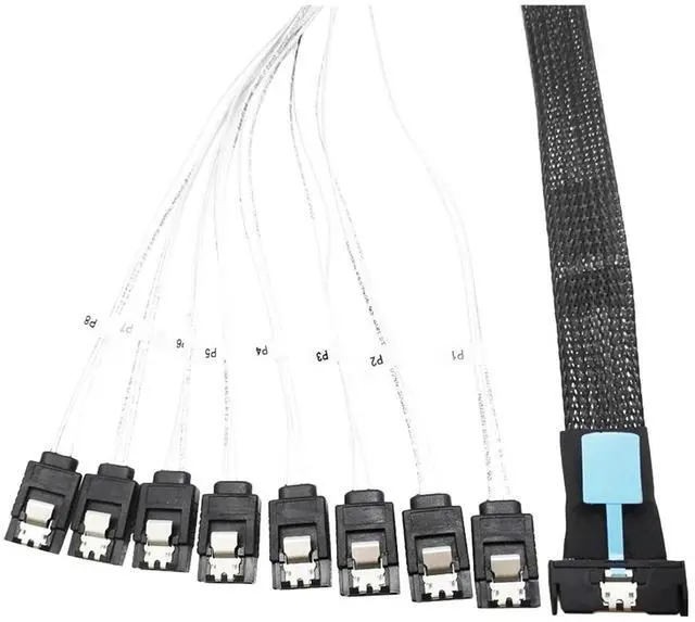 Main image of 0.5M Cable Server Hard Drive Conversion Cable PCIe5.0 Slimline SFF8654 8i to 8*SATA Cable Slimline X8 to 8*SATA Cord