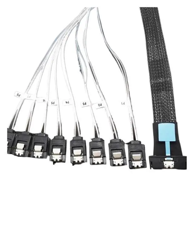 Alt view image 3 of 4 - 0.5M PCI-E Slimline S-AS SFF-8654 8I to 8X SATA Cable PCI-E5.0 Server Hard Drive Conversion Cable Slimline X8 to 8*SATA Cord