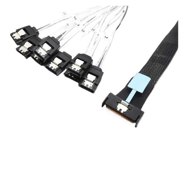 Alt view image 2 of 4 - 0.5M PCI-E Slimline S-AS SFF-8654 8I to 8X SATA Cable PCI-E5.0 Server Hard Drive Conversion Cable Slimline X8 to 8*SATA Cord