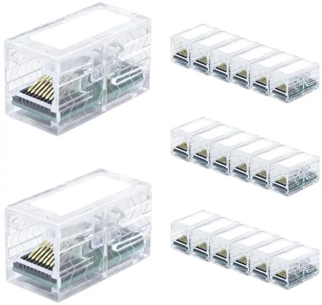 Main image of Female to RJ45 Ethernet Coupler Adapter for Cat5E Cat6 Cat7 Network Cable Extender(4PCS,Transparent)