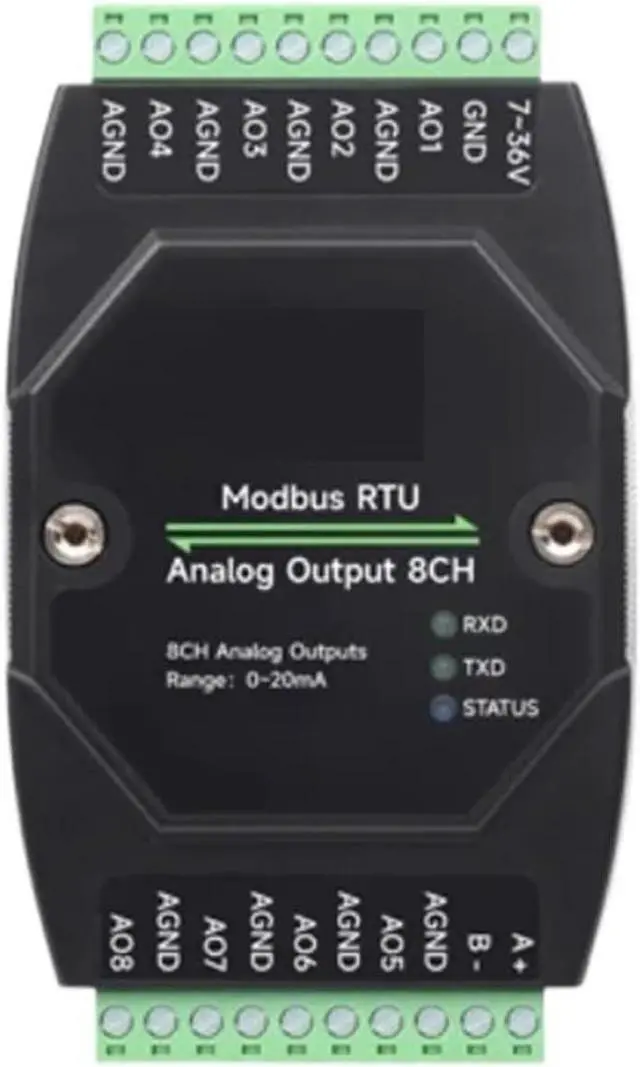 Main image of RS485 Industrial 8 Ch Analog Output Module 12-bit DA Conversion Supports 8-ch Simultaneous Voltage Or Current Output DC 7~36V(0 to 20mA)