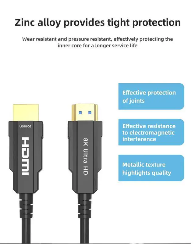 Alt view image 2 of 7 - HDMI 2.1 Fiber Optic Cable 5M/16.4FT Ultra high Speed Support 8K@60Hz, 4K@120Hz, HDR, eARC, 48Gbps, for PC, TV, Projector, Gaming & Home Theater
