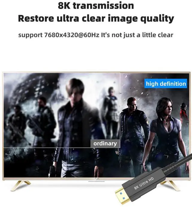 Alt view image 6 of 7 - HDMI 2.1 Fiber Optic Cable 5M/16.4FT Ultra high Speed Support 8K@60Hz, 4K@120Hz, HDR, eARC, 48Gbps, for PC, TV, Projector, Gaming & Home Theater