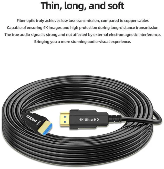 Alt view image 3 of 7 - HDMI 2.1 Fiber Optic Cable 5M/16.4FT Ultra high Speed Support 8K@60Hz, 4K@120Hz, HDR, eARC, 48Gbps, for PC, TV, Projector, Gaming & Home Theater