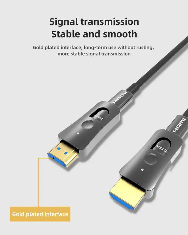 Alt view image 2 of 7 - HDMI 2.0 Fiber Optic Cable 4K@60Hz HDR 50M/164FT with Detachable Conduit Design for Home Theater, Gaming PC, 8K TV, Projector HDR10, 48Gbps