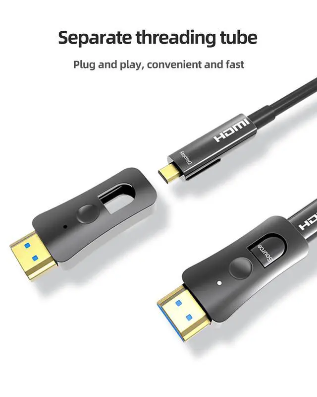 Alt view image 3 of 7 - HDMI 2.0 Fiber Optic Cable 4K@60Hz HDR 50M/164FT with Detachable Conduit Design for Home Theater, Gaming PC, 8K TV, Projector HDR10, 48Gbps