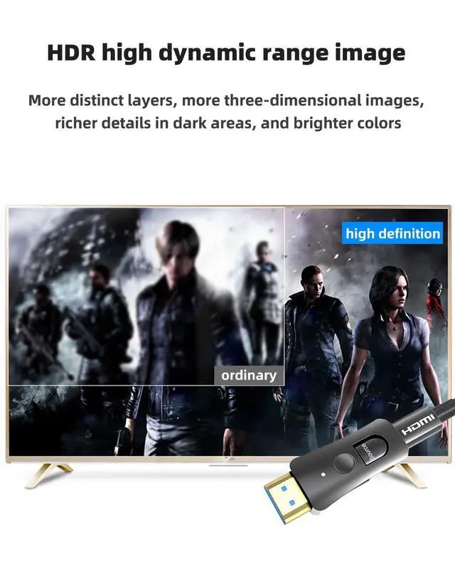 Alt view image 6 of 7 - HDMI 2.0 Fiber Optic Cable 4K@60Hz HDR 50M/164FT with Detachable Conduit Design for Home Theater, Gaming PC, 8K TV, Projector HDR10, 48Gbps
