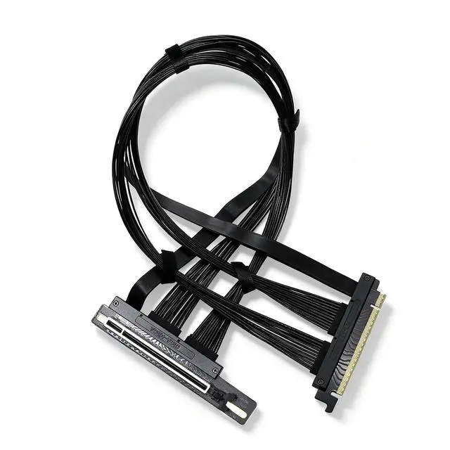 Main image of PCIe 5.0 X16 Riser Cable Right Angle Left Angle Straight Flexible Bundle Cable for AI Server 50-60 CM Length Black and White (Black, Right Angle 50cm)