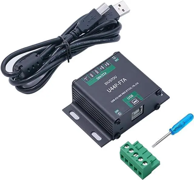 Main image of Industrial USB to RS422/RS485 Converter Adapter (FT232 + SP3485), Isolated USB Serial Module, USB-B Interface, 5P 5.0mm Screw Terminal, DIN Rail Mount, Up to 2Mbps, Stable Data Transfer