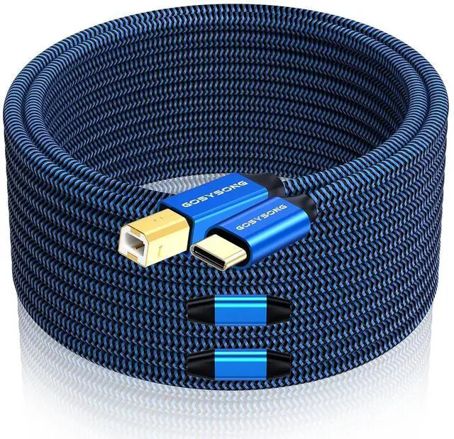 Main image of USB C to B Printer Cable 60ft, High Speed Printer Cord Compatible with Printers,Scanners,Faxs,Midi Keyboards,Audio Recordings (Blue)