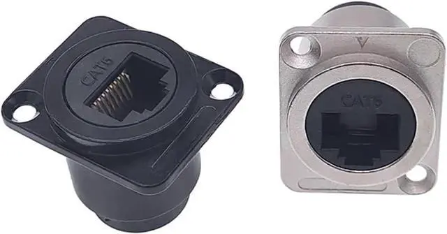 Alt view image 3 of 7 - D Type RJ45 Connector CAT6 Female Metal Socket Panel Mounting Black Silvery 1Pcs(Black)