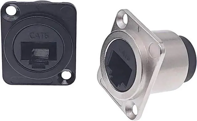 Main image of D Type RJ45 Connector CAT6 Female Metal Socket Panel Mounting Black Silvery 1Pcs(Black)