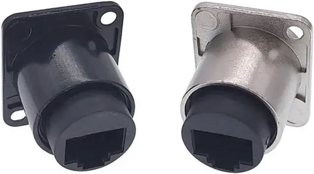 Alt view image 5 of 7 - D Type RJ45 Connector CAT6 Female Metal Socket Panel Mounting Black Silvery 1Pcs(Black)