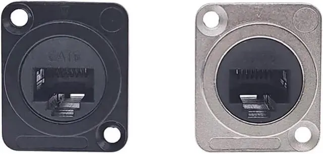 Alt view image 7 of 7 - D Type RJ45 Connector CAT6 Female Metal Socket Panel Mounting Black Silvery 1Pcs(Black)