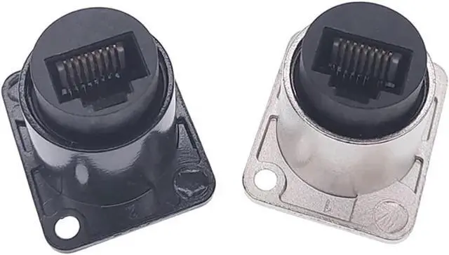 Alt view image 6 of 7 - D Type RJ45 Connector CAT6 Female Metal Socket Panel Mounting Black Silvery 1Pcs(Black)