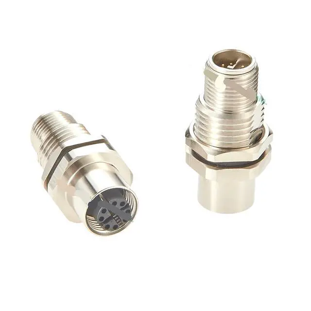 Alt view image 4 of 6 - M12 X Code 8 Pin Male to Female Bulkhead Feedthrough Circular Connector IP67 Shielded 10Gbps Cat6A Ethernet Panel Mount Adapter