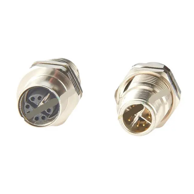 Alt view image 5 of 6 - M12 X Code 8 Pin Male to Female Bulkhead Feedthrough Circular Connector IP67 Shielded 10Gbps Cat6A Ethernet Panel Mount Adapter