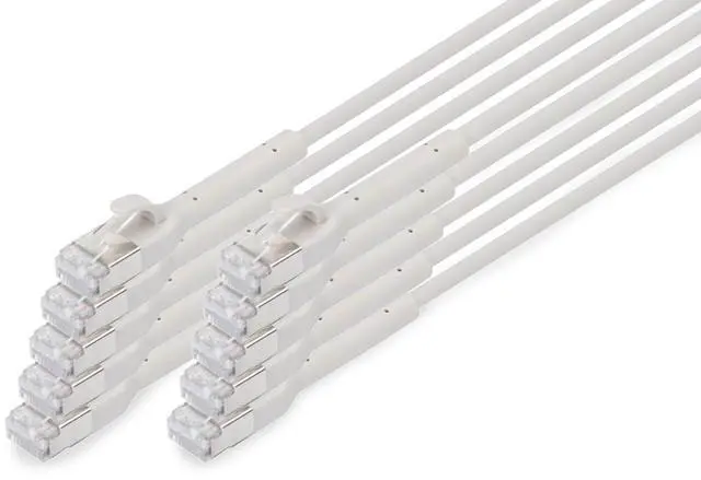 Main image of DIGITUS LAN cable Cat 6A 3 m 10 pieces 10 Gbps flexible plug slim version AWG 32-7 RJ45 network cable F-FTP PoE+ LSZH compatible with Cat7, Cat6, Cat5e grey