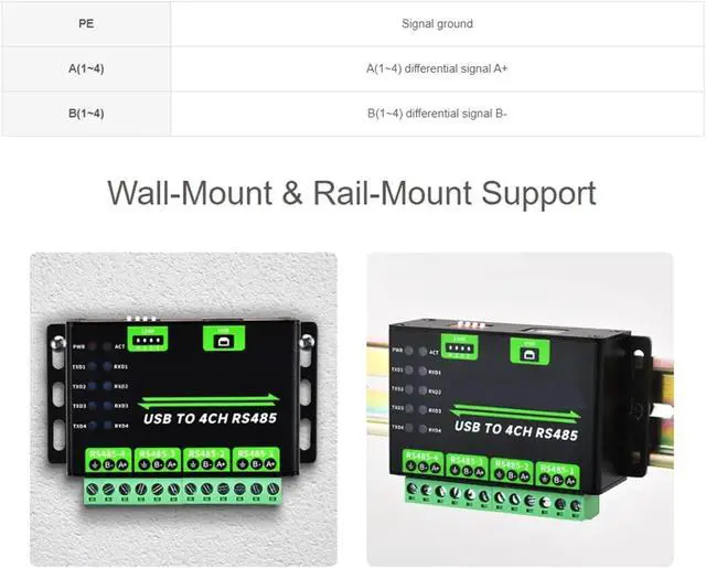 Alt view image 4 of 7 - USB to RS485 Adapter, USB to 4 Way RS485 Converter Multi Systems for Industrial Control Data Collections, Instrumentations