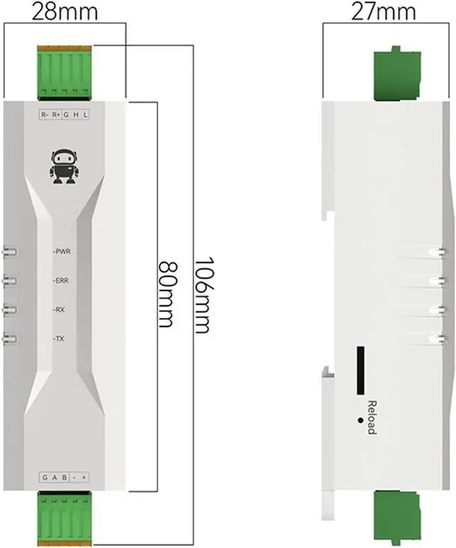 Alt view image 2 of 6 - CAN to Serial Protocol Converter CAN to RS485 ECAN-101 Modbus DC 8-28V Ultral-Small Size AT Command Rail Installation