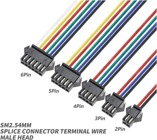 Alt view image 5 of 7 - Male and Female connectors with Cables 10PCS J+S+T S+M 2/3/4/5/6Pins 2.54MM Plugs Male to Female Wire Connector Cable Pigtail Plugs L+E+D Connecting line 20cm Long(6Pin Male)