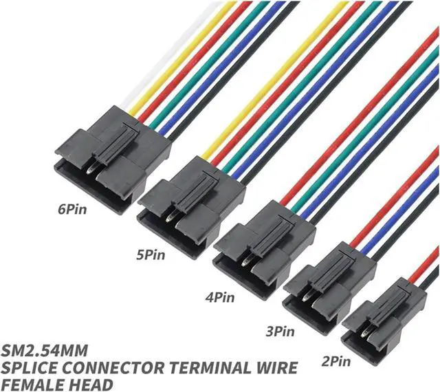 Alt view image 6 of 7 - Male and Female connectors with Cables 10PCS J+S+T S+M 2/3/4/5/6Pins 2.54MM Plugs Male to Female Wire Connector Cable Pigtail Plugs L+E+D Connecting line 20cm Long(6Pin Male)