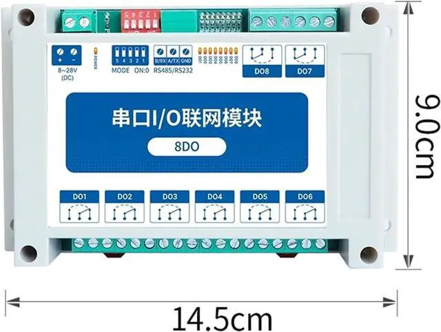 Alt view image 2 of 6 - ModBus RTU Serial IO Module RS485 Interface 8DO 8 Digital Outputs Rail Installation 8~28VDC MA01-XXCX0080