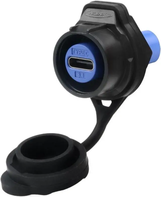 Main image of LP16 Waterproof Type-C USB 3.1 5A Female Socket Jacks Panel Mount USB C Connector for Fast Charging Data Transfer 10Gbps(Round Socket)