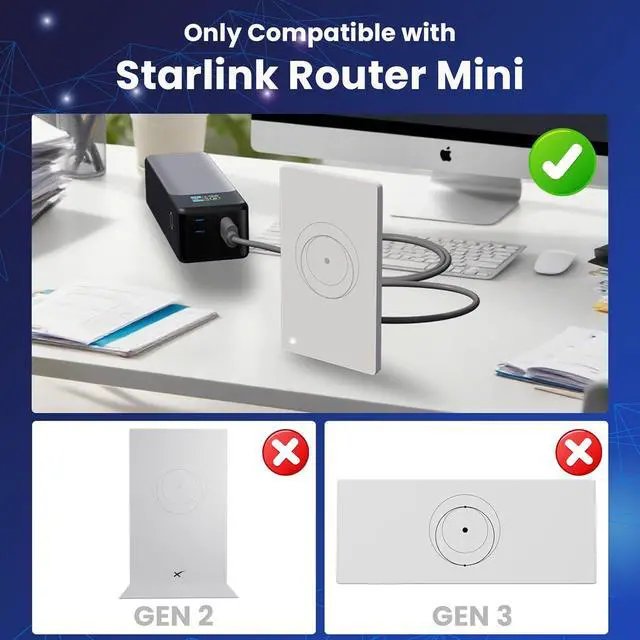 Alt view image 3 of 7 - Starlink Router Mini Cable - 2 Pack (1FT + 6.5FT) USB-A to DC Power Cable Compatible with Starlink Mini Router,Starlinks Routers Mount, 2 in1 Wall Mount for Starlinks Routers Minis and Power Supply