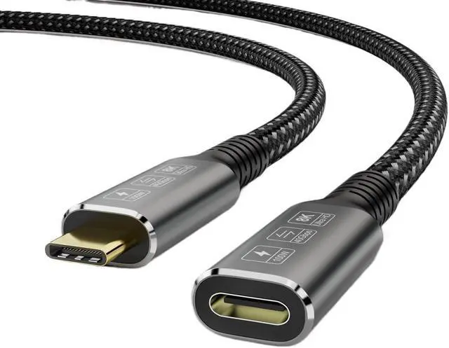 Alt view image 4 of 7 - USB4 8K Cable 4 Compatible USB 4 t2y>pe-c Male to Female Extension Cable Ultra HD 8K@60Hz 100W(0.8m)