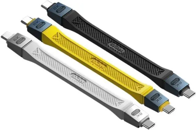 Alt view image 2 of 7 - 5 Type C USB4 2.0 Cable 80Gbps Gen4 USB C to egpu 16K PD 240w o/*ne-Way 120Gbps Short Cable Compatible 4/3(Yellow)