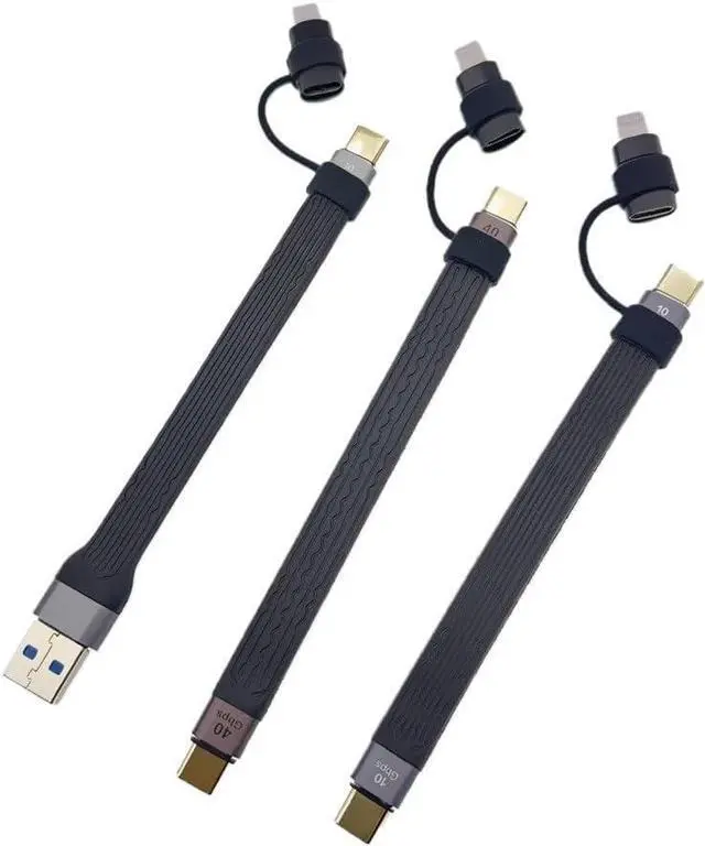 Alt view image 3 of 7 - 10Gbps Short Cable 2 in 1 PD 100W USB to Type C Converter Fast Adapter Cord USB4 40Gbps Cable(2in1-40G C to C L)