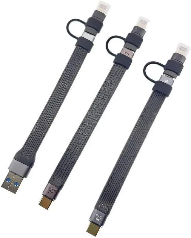 Alt view image 2 of 7 - 10Gbps Short Cable 2 in 1 PD 100W USB to Type C Converter Fast Adapter Cord USB4 40Gbps Cable(2in1-40G C to C L)
