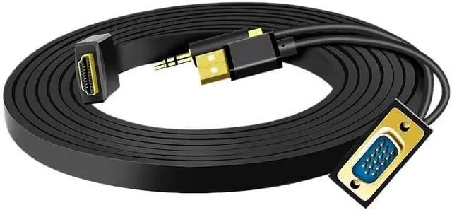 Alt view image 3 of 5 - VGA Male to HDMI Male Cable 3 in 1 USB 3.5mm Audio 1080P(10m,HDMI to VGA)
