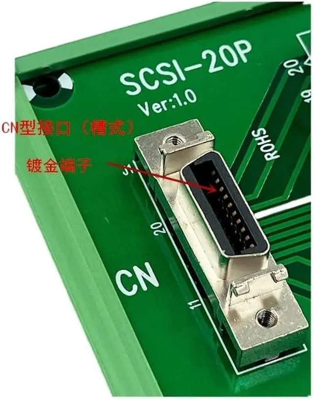 Alt view image 5 of 7 - SCSI-20P SCSI CN20 MDR Female Breakout Board 20 Pin Terminal Module Adapter DIN Rail Mounting HPCN20P(20PTB and 1.5m Cable)