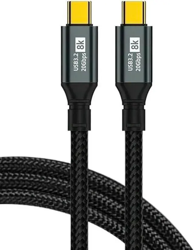 Alt view image 4 of 6 - PD100W USB 3.2 20Gbps 3 Type C to Type C Cable 8K@60Hz USB-C Data Cord(Black 2m)