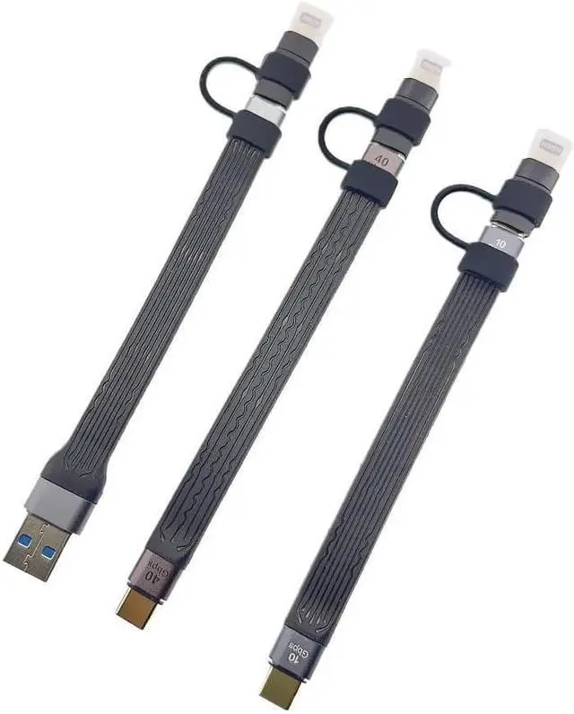 Alt view image 7 of 7 - 10Gbps Short Cable 2 in 1 PD 100W USB to Type C Converter Fast Adapter Cord USB4 40Gbps Cable(2in1-40G C to C L)