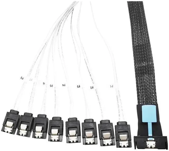 Main image of 0.5M PCI-E Slimline S-AS SFF-8654 8I to 8X SATA Server Hard Drive Conversion Cable SFF-8654 74P to 8*SATA 7P Cord