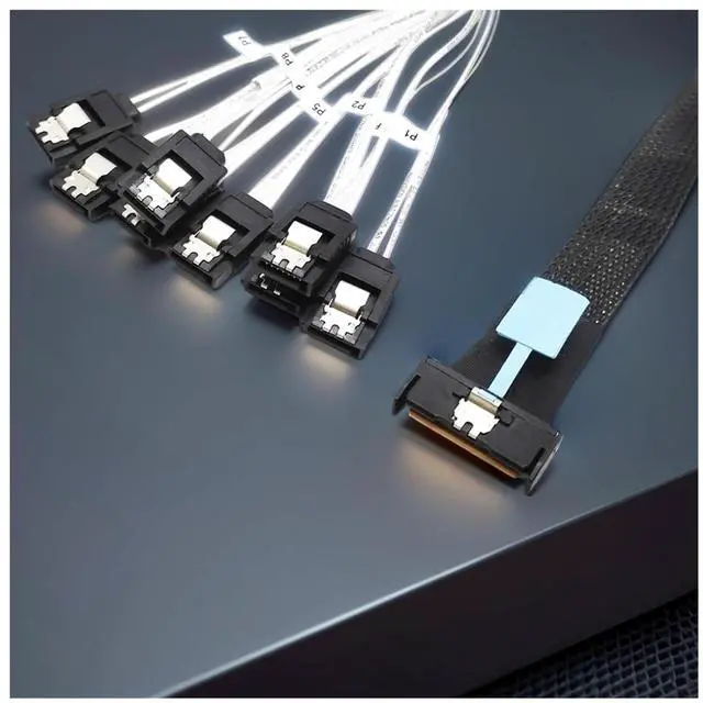 Alt view image 2 of 5 - 0.5M PCI-E Slimline S-AS SFF-8654 8I to 8X SATA Server Hard Drive Conversion Cable SFF-8654 74P to 8*SATA 7P Cord