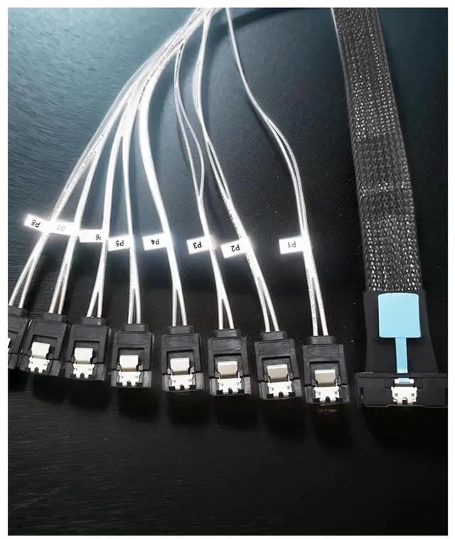 Alt view image 3 of 5 - 0.5M PCI-E Slimline S-AS SFF-8654 8I to 8X SATA Server Hard Drive Conversion Cable SFF-8654 74P to 8*SATA 7P Cord