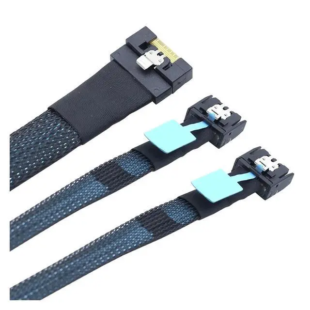 Alt view image 4 of 6 - PCI-E Ultraport Slimline S-AS 4.0 SFF-8654 8i 74pin to 2X MCIO 4X 4i 8654 38Pin Server Internal Connection Cable(0.5m)